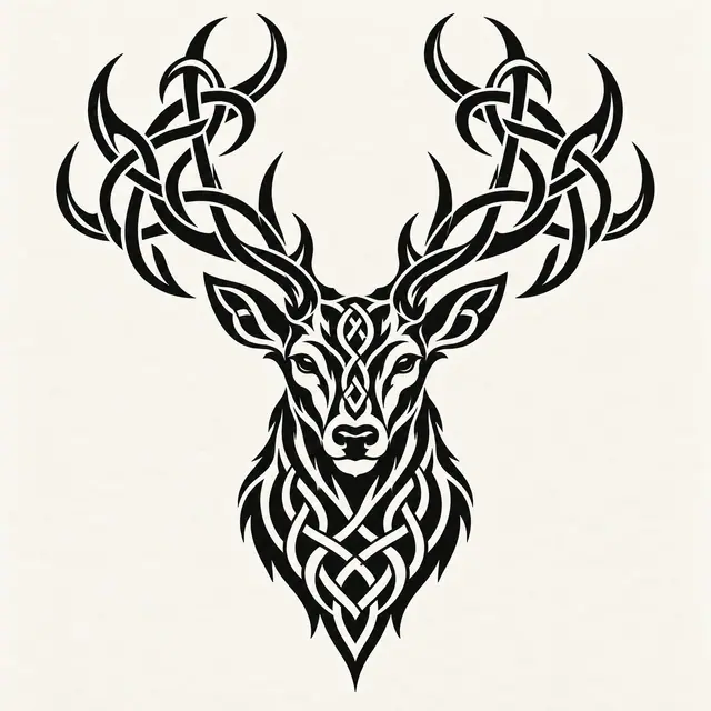 Blackwork Celtic animal tattoo design for the upper back