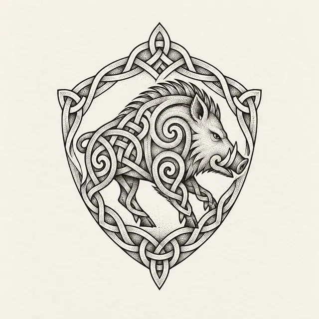 Dotwork Celtic animal tattoo design for the ankle