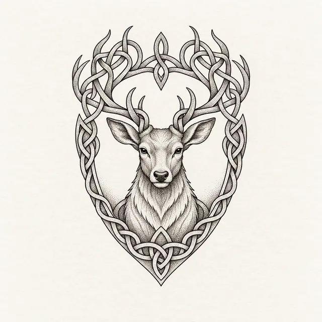 Dotwork Celtic animal tattoo design for the ankle