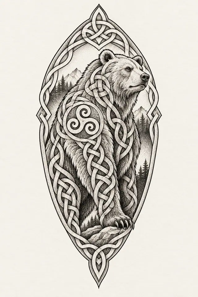 Dotwork Celtic animal tattoo design for the forearm