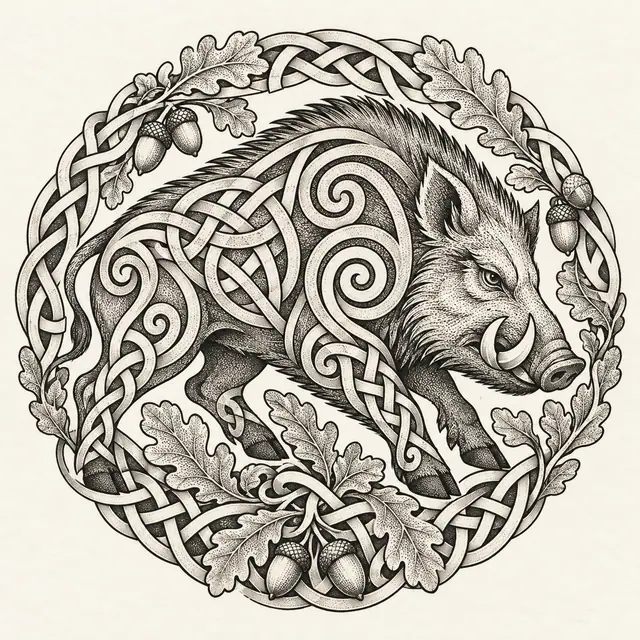 Dotwork Celtic animal tattoo design for the shoulder