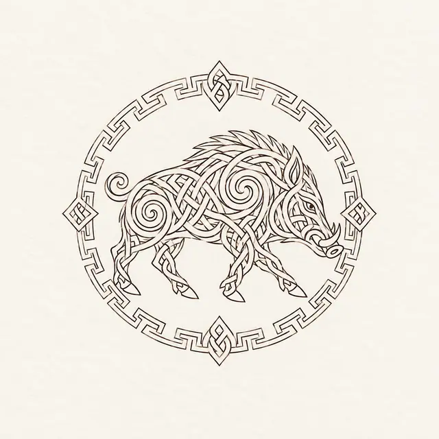 Fine-line Celtic animal tattoo design for the ankle