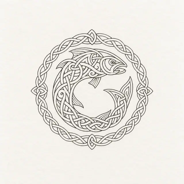 Fine-line Celtic animal tattoo design for the ankle