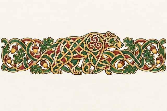 Color illuminated Celtic animal tattoo design for the arm (armband)