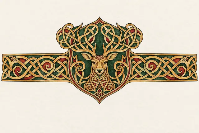 Color illuminated Celtic animal tattoo design for the arm (armband)