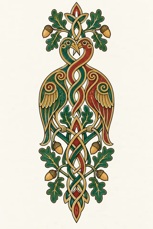 Color illuminated Celtic animal tattoo design for the forearm