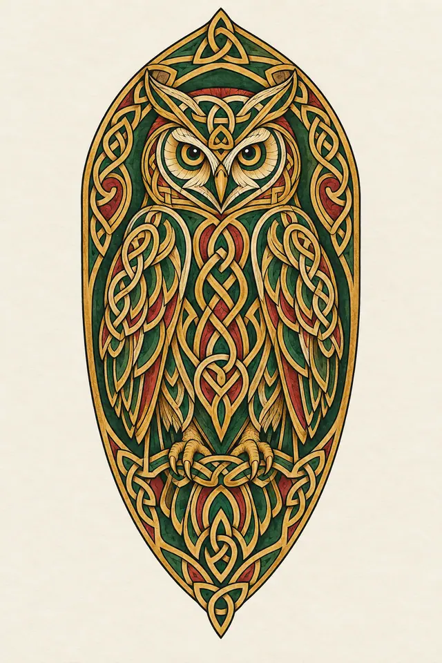 Color illuminated Celtic animal tattoo design for the forearm