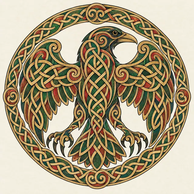 Color illuminated Celtic animal tattoo design for the shoulder