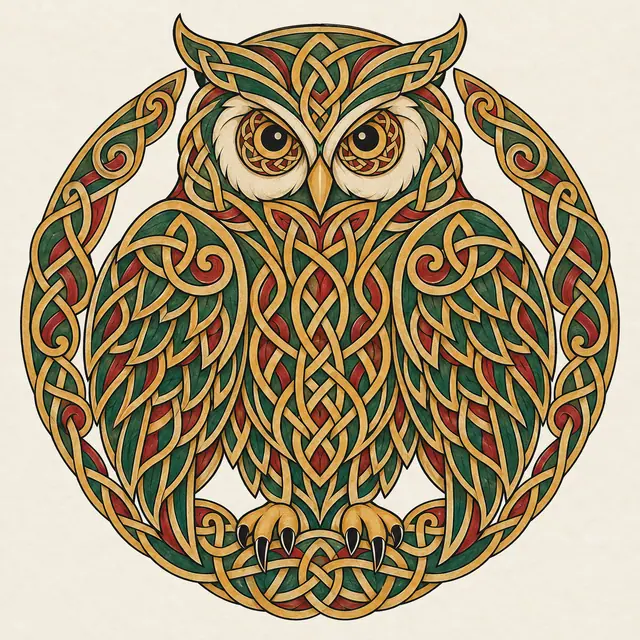 Color illuminated Celtic animal tattoo design for the shoulder