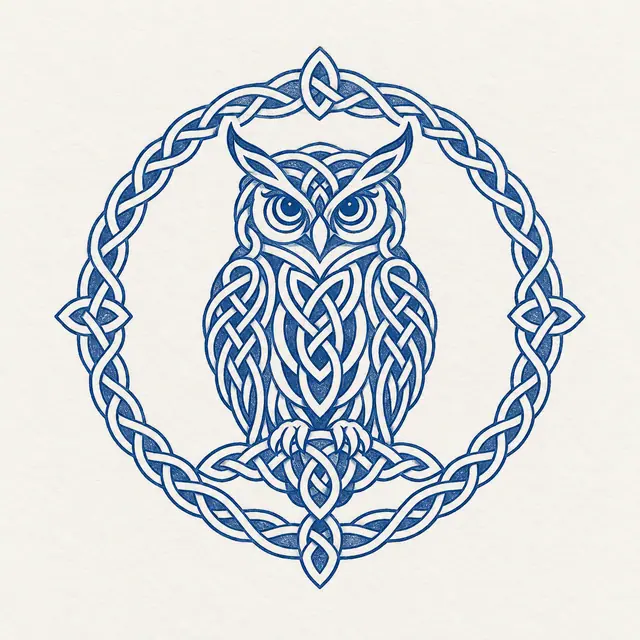 Woad blue Celtic animal tattoo design for the ankle