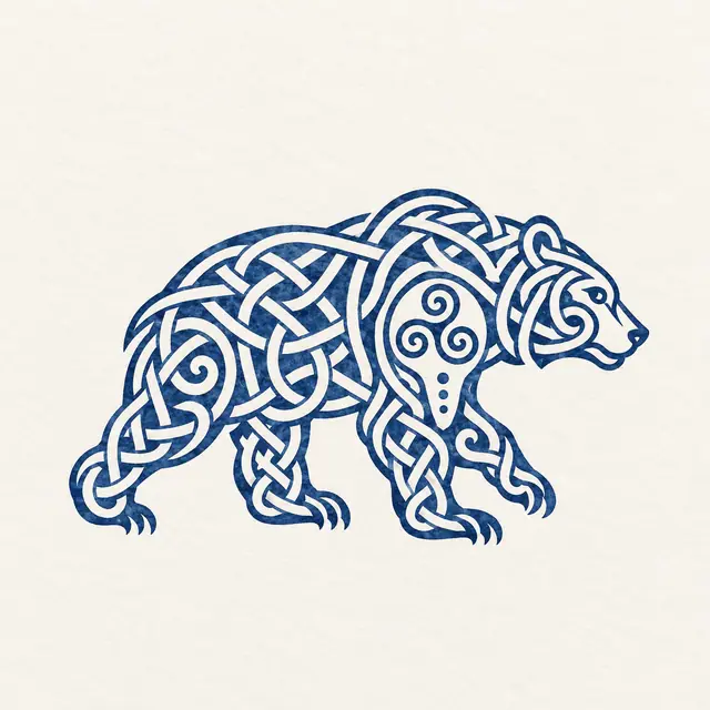 Woad blue Celtic animal tattoo design for the ankle