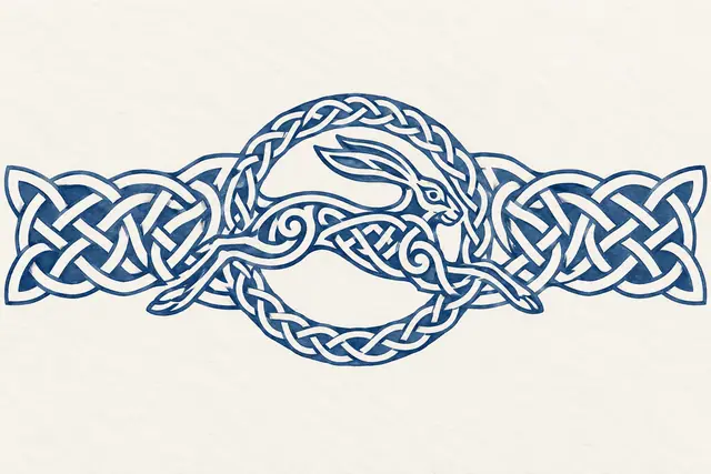Woad blue Celtic animal tattoo design for the arm (armband)