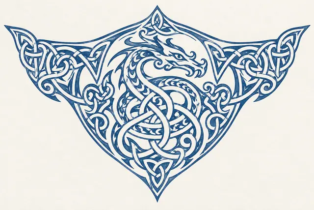 Woad blue Celtic animal tattoo design for the chest