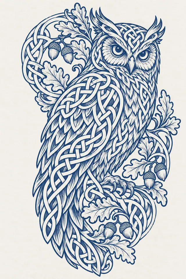 Woad blue Celtic animal tattoo design for the upper arm (half sleeve)