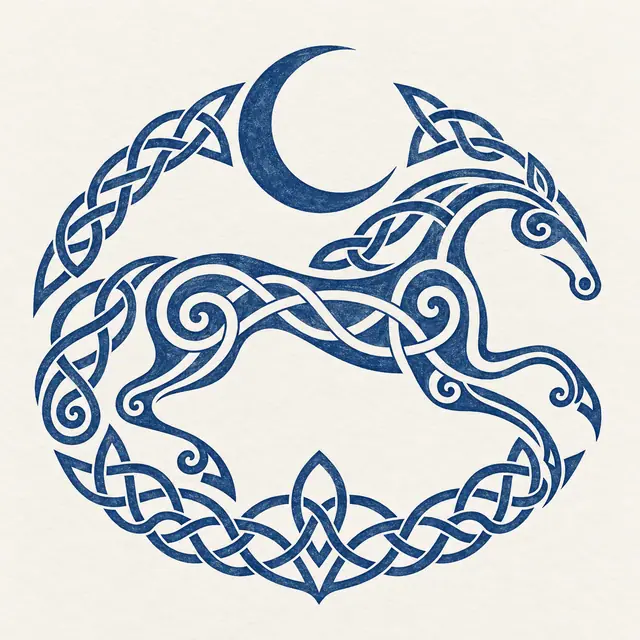 Woad blue Celtic animal tattoo design for the shoulder