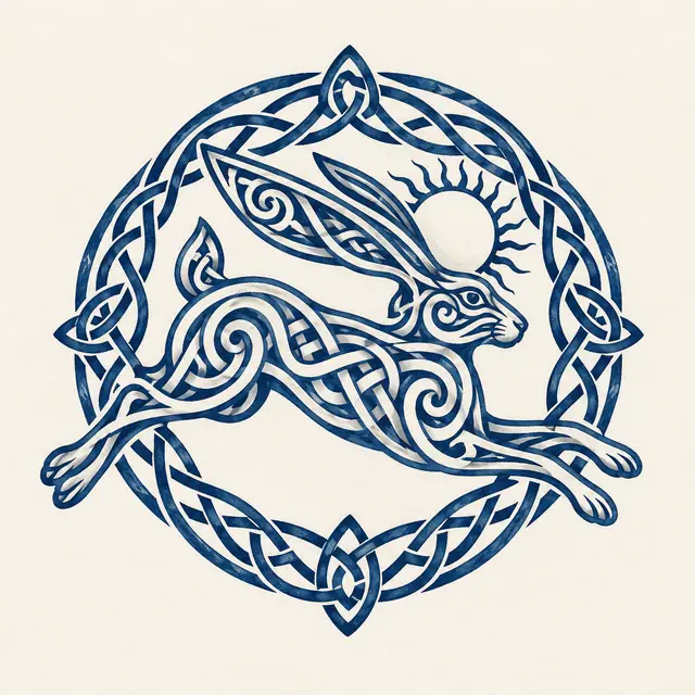 Woad blue Celtic animal tattoo design for the shoulder