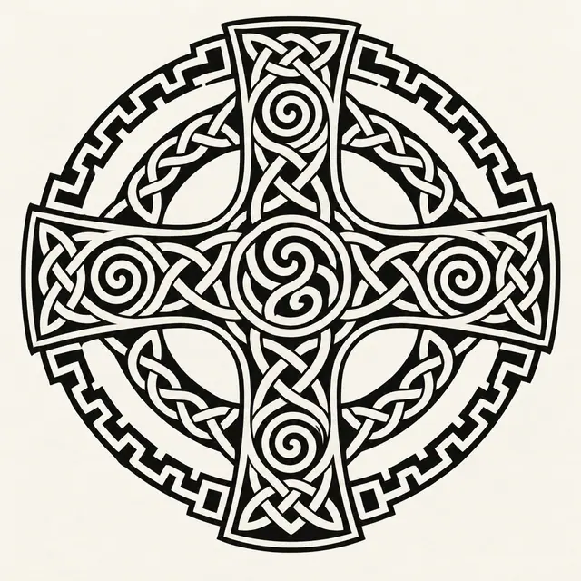 Blackwork Celtic cross tattoo design for the shoulder