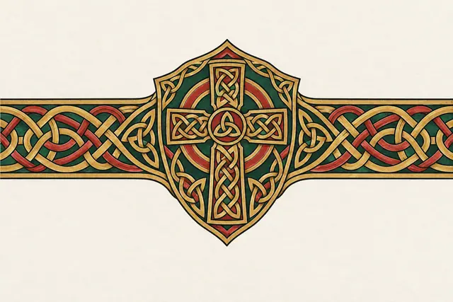 Color illuminated Celtic cross tattoo design for the arm (armband)