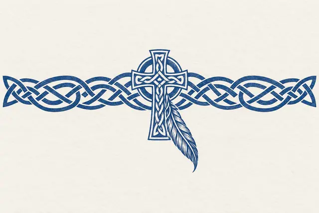 Woad blue Celtic cross tattoo design for the arm (armband)