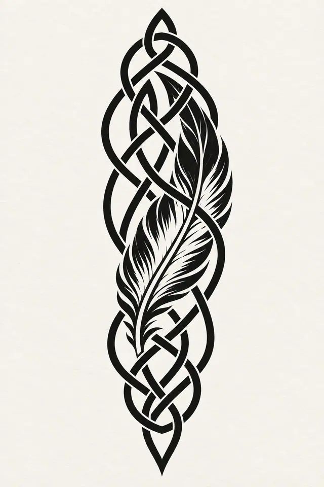 Blackwork Celtic knot tattoo design for the calf