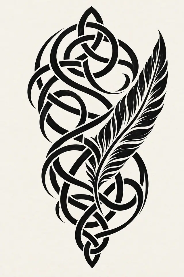 Blackwork Celtic knot tattoo design for the upper arm (half sleeve)