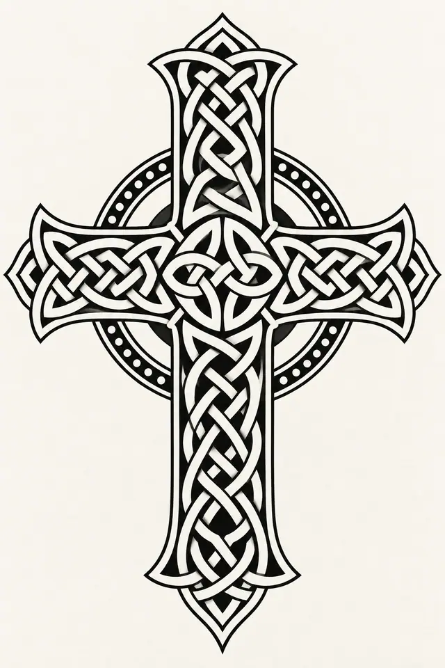 Blackwork Celtic knot tattoo design for the upper arm (half sleeve)