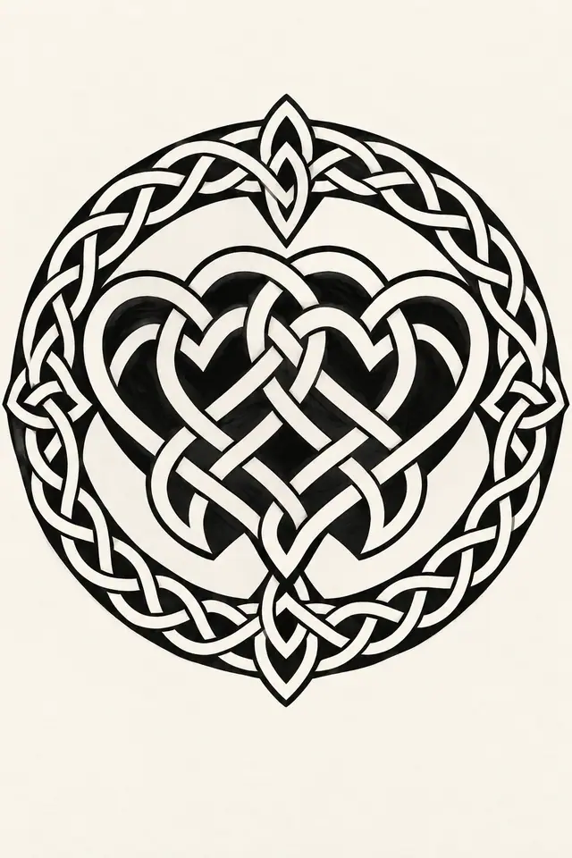 Blackwork Celtic knot tattoo design for the upper arm (half sleeve)