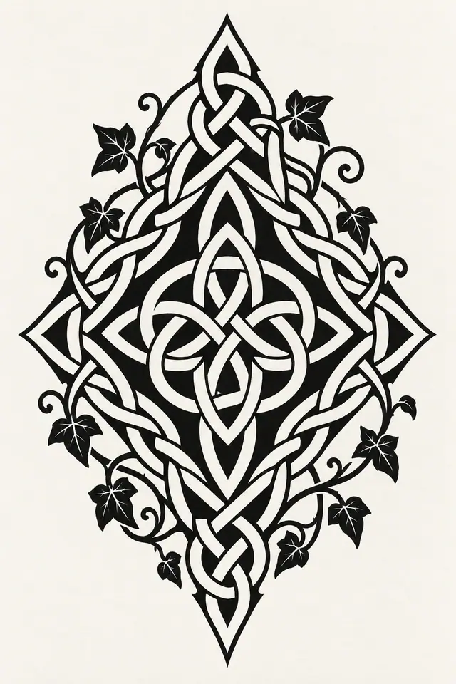 Blackwork Celtic knot tattoo design for the upper arm (half sleeve)