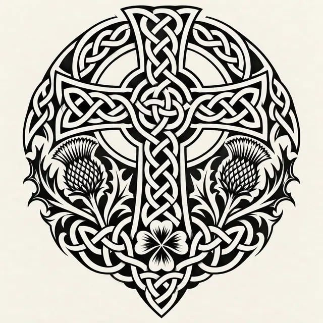 Blackwork Celtic knot tattoo design for the shoulder