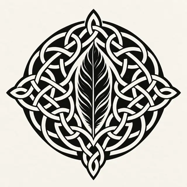 Blackwork Celtic knot tattoo design for the upper back
