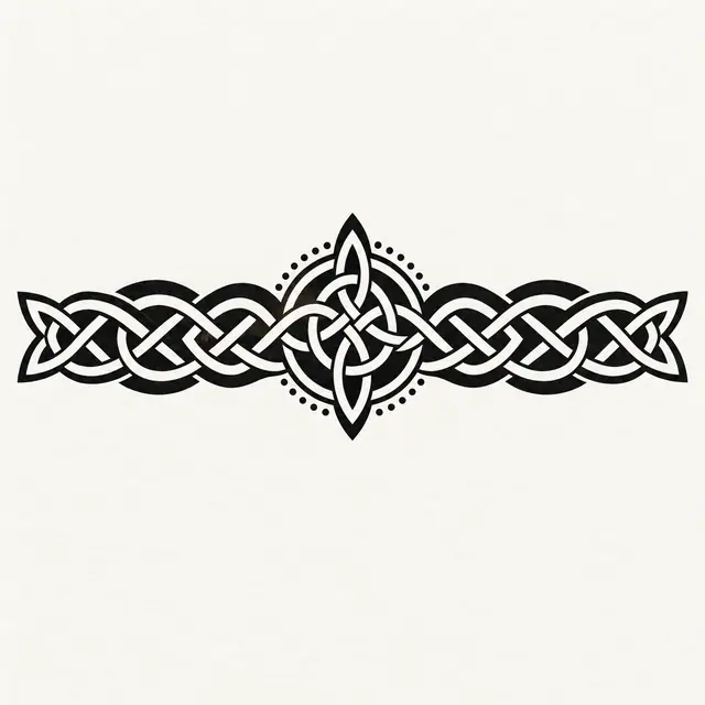 Blackwork Celtic knot tattoo design for the upper back