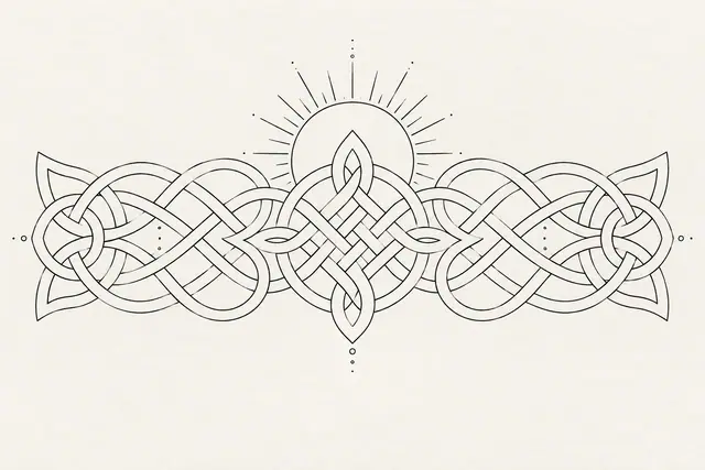 Fine-line Celtic knot tattoo design for the chest
