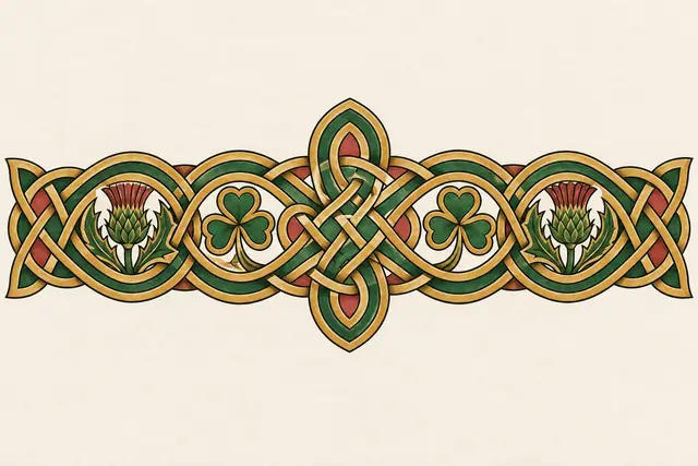Color illuminated Celtic knot tattoo design for the arm (armband)