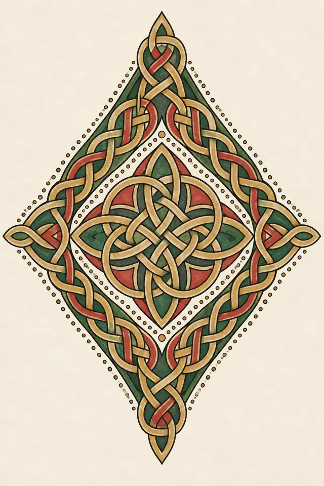 Color illuminated Celtic knot tattoo design for the upper arm (half sleeve)