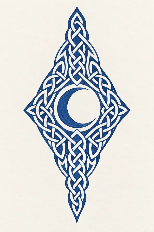 Woad blue Celtic knot tattoo design for the forearm