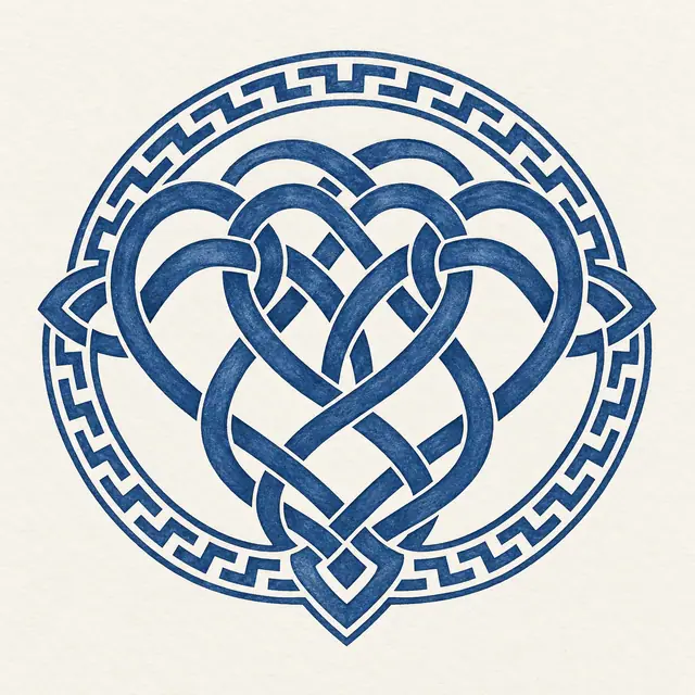 Woad blue Celtic knot tattoo design for the shoulder