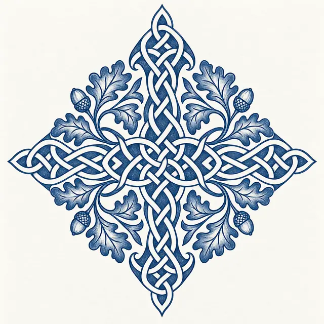 Woad blue Celtic knot tattoo design for the upper back