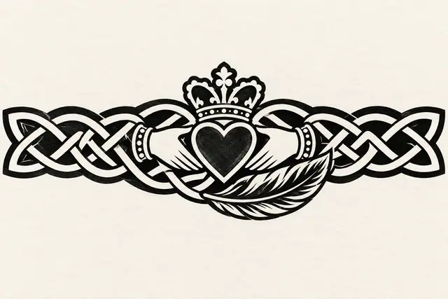 Blackwork Claddagh tattoo design for the arm (armband)