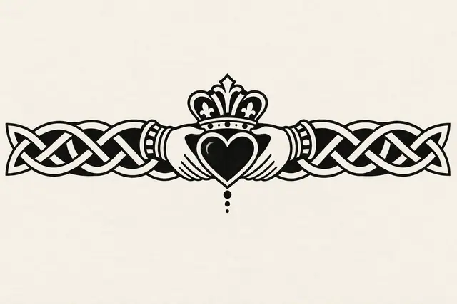 Blackwork Claddagh tattoo design for the arm (armband)