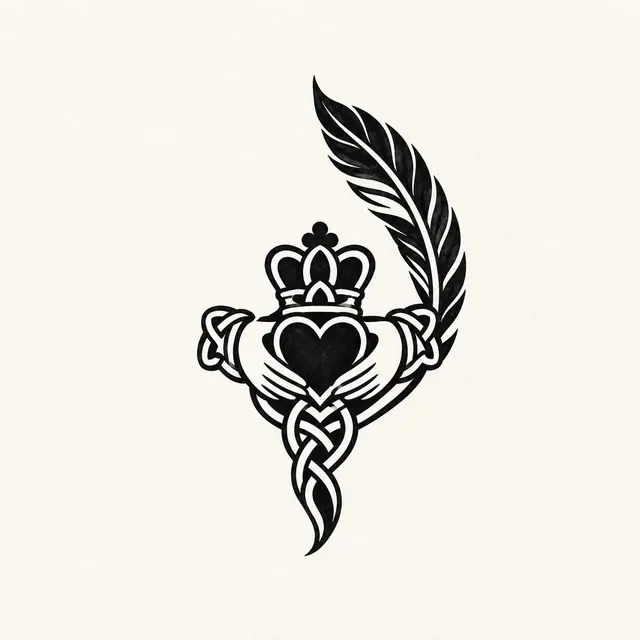 Blackwork Claddagh tattoo design for the wrist
