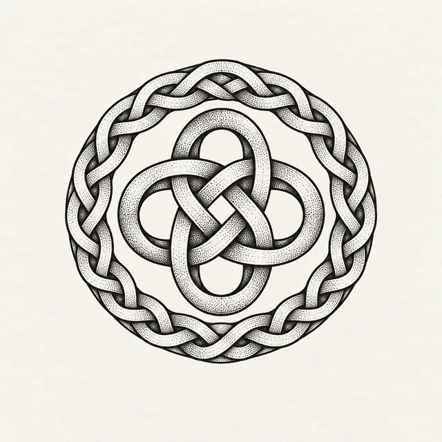 Dotwork Dara knot tattoo design for the ankle