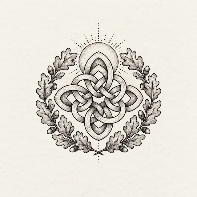 Dotwork Dara knot tattoo design for the ankle