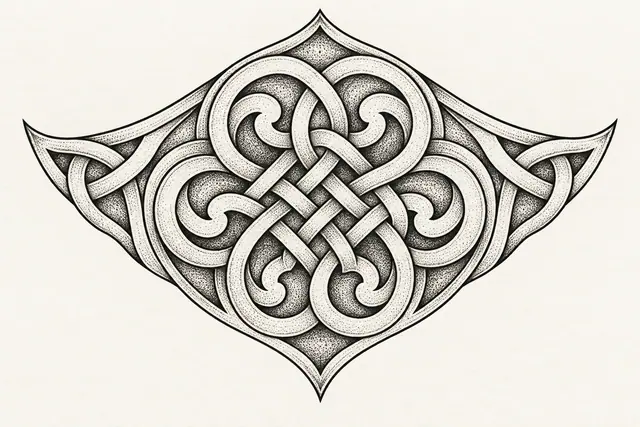 Dotwork Dara knot tattoo design for the chest