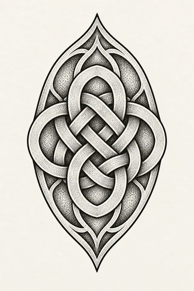 Dotwork Dara knot tattoo design for the forearm