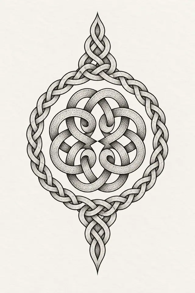 Dotwork Dara knot tattoo design for the forearm