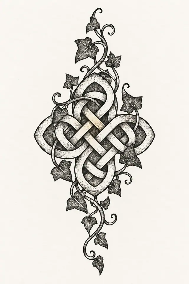 Dotwork Dara knot tattoo design for the forearm