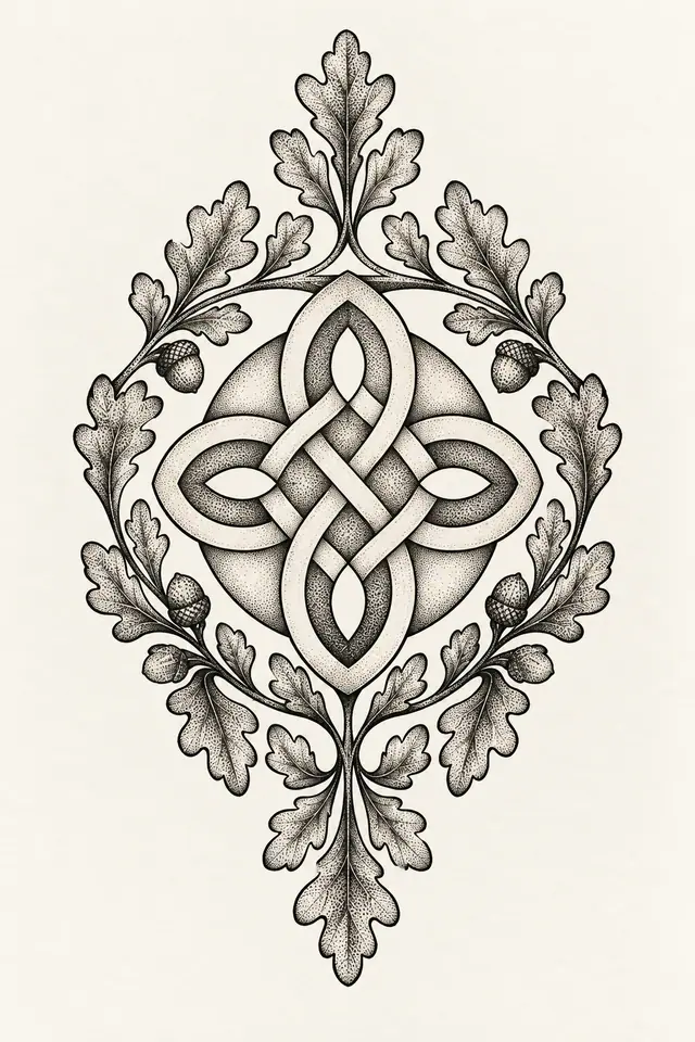 Dotwork Dara knot tattoo design for the forearm