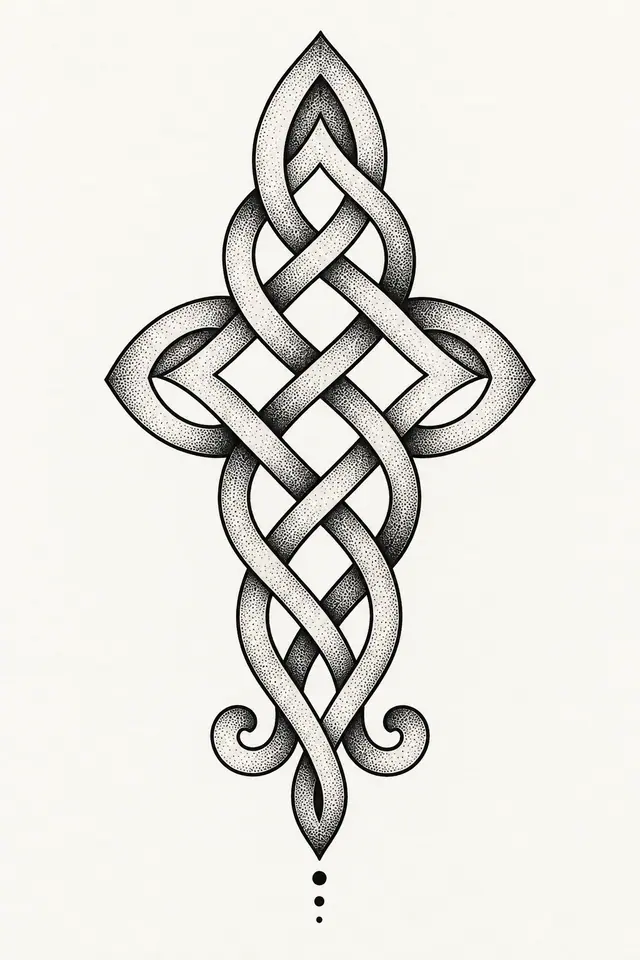 Dotwork Dara knot tattoo design for the upper arm (half sleeve)