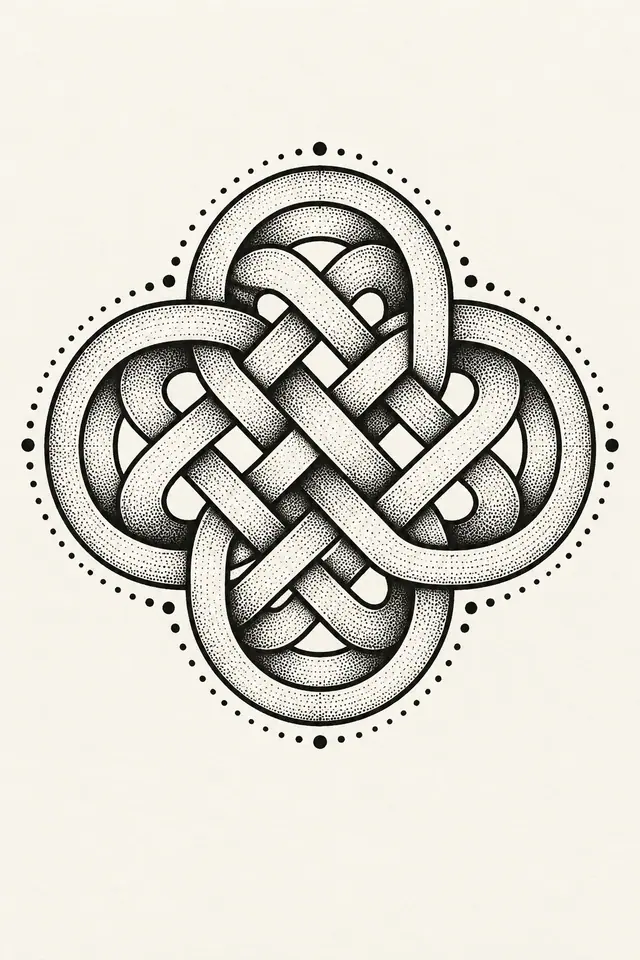 Dotwork Dara knot tattoo design for the upper arm (half sleeve)