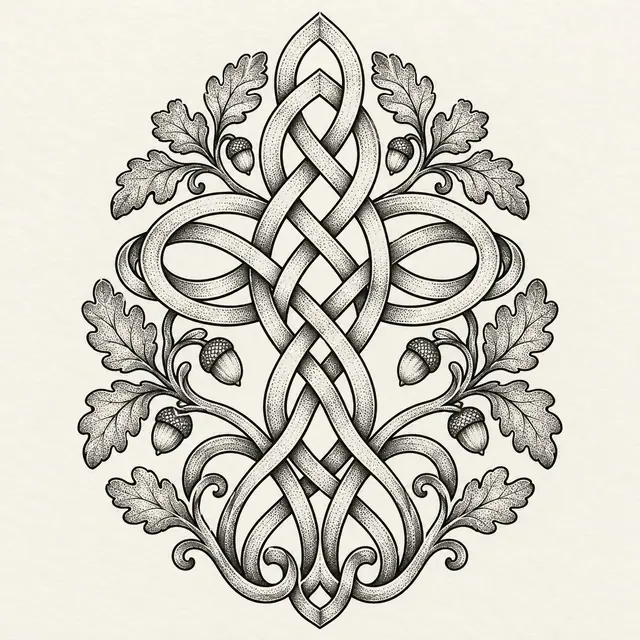 Dotwork Dara knot tattoo design for the shoulder